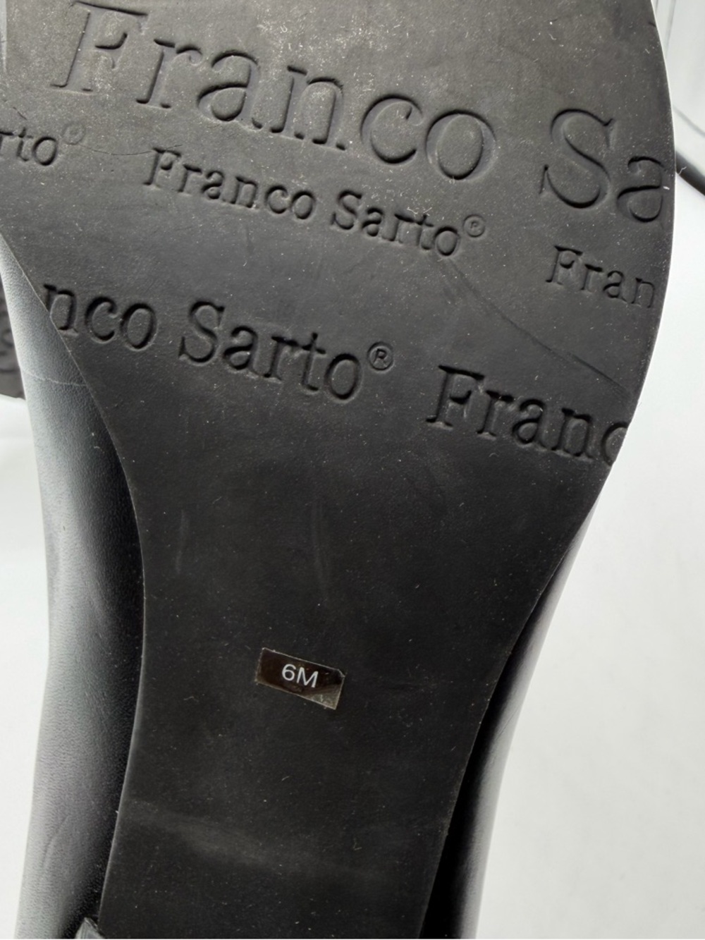 Franco Sarto Black Leather Croc Embossed Loafer Kitten Heel Pumps 6M - Picture 7 of 9